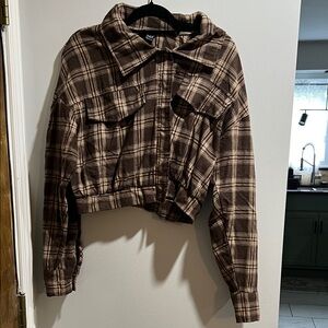 🌸SHEIN Brown Plaid Button Down Shirt